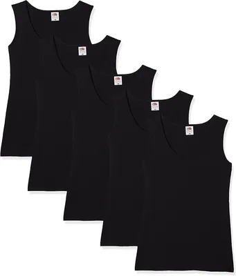 Productafbeelding van Fruit of the Loom dames T-shirt, basic model, 5-pack, zwart (Black 36), maat XL