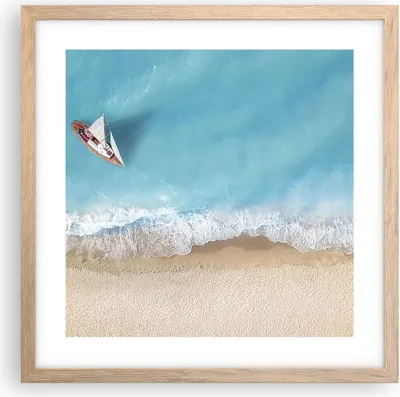Produktbild von Gerahmtes Poster - Rahmen in heller Eiche - Yacht Sommer Meer - 40x40 cm - Wand Bild - Wanddeko - Wandbilder - Wandposter - Bilderrahmen - Bilder - Kunstdruck - Wandbild - P2NAC40x40-4140