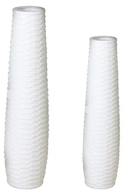 Produktbild von 2er Set Bodenvasen CATANIA matt weiß H. 59 + 77cm Keramik Casablanca