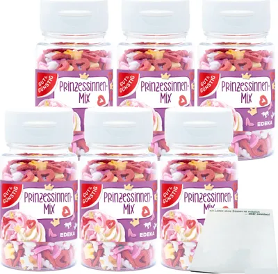 Produktbild von Gut & Günstig Streudekor Prinzessinen-Mix 6er Pack (6x57g) + usy Block