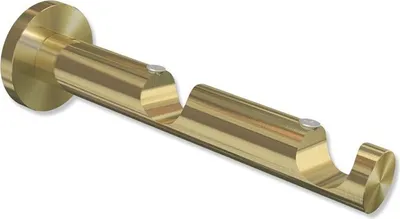 Produktbild von Interdeco Träger, Halterung mit 7,5 / 14,5 cm Abstand, Auflageträger für Gardinenstangen 20 mm Ø, 2-läufig, Messing-Optik, Modell Platon