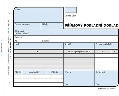 Obrázok produktu pre Príjmový doklad, A6, 2 × 50 listov, číslovaný