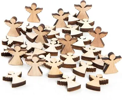 Produktbild von Mini Holz Schutzengel - 32 Stücke - Kleiner Engel 2 cm