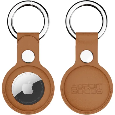 Obrázek produktu pro AdroitGoods Pouzdro zPolyuretankůže vhodné pro Apple AirTag - Hnědé - Klíčenka Airtag - Držák - Věšák - Pouzdro