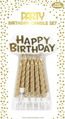 Produktbild von Clairefontaine Geburtstagskerzen "Happy Birthday" gold 12 Kerzen