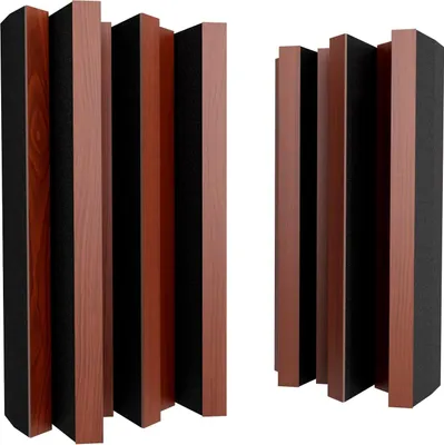 Productafbeelding van Set van 8 – Akoestische diffuser | 2D-geluidsdiffusie en -absorptie | 50x25 cm | Geluidscontrole en echo-reductie | [Arto-HALF | Walnoot]