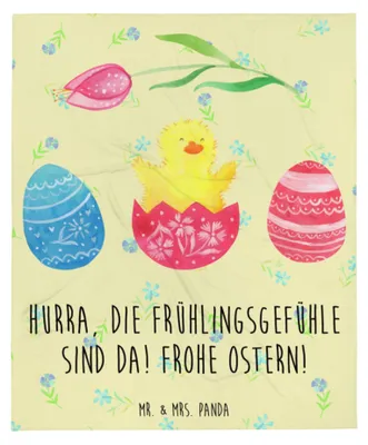Produktbild von Mr. & Mrs. Panda Kuscheldecke Küken Schlüpfen - Blumig - Geschenk, Liebe Grüße, Wohndecke, Decke, Ei, Bettdecke, Ostern, Bettüberwurf, Tagesdecke, Ostergrüße, Frohe