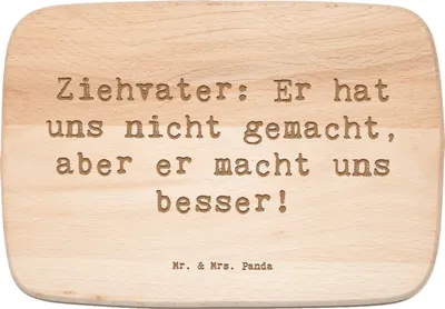 Produktbild von Mr. & Mrs. Panda Schneidebrett Spruch Ziehvater Liebe - Transparent - Geschenk, Familienleben, Frühstücksbrett, Stiefvater, Eltern, Küchenbrett, Holzbrett, Verwandte