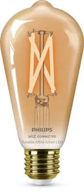 Produktbild von Philips Filament-Lampe Bernstein 7 W (entspr. 50 W) ST64 E27, Wi-Fi/Bluetooth, Wi-Fi 4 (802.11n), 802.11b, 802.11g, LED, E27, ST64, 2000 K