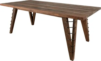 Image de MASSIVMOEBEL24 | Table à manger 200x100 Teck laqué Teck naturel BASSANO #131