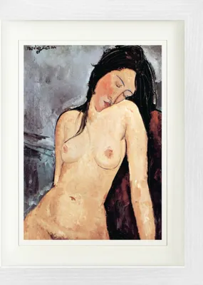 Produktbild von Amedeo Modigliani Gerahmtes Bild Mit Edlem Passepartout | Wand-Bilder | Im Bilderrahmen - Sitzender Akt, 1916 (40 x 30 cm)