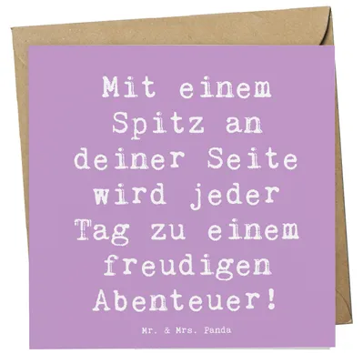 Produktbild von Mr. & Mrs. Panda Glückwunschkarte Spruch Freudiger Spitz - Lavendeltraum - Geschenk, Klappkarte, Wachhund, doppelkarte, Familienhund, Hunderassen Pflege, Grußkarte, treu