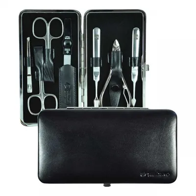 Produktbild von Pfeilring Manicure-Etui schwarz 7-teilig Rindleder, Nickel-Füllun