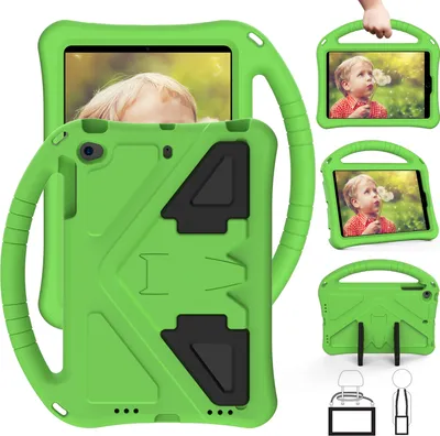 Produktbild von Kinder Hülle für iPad Mini 5/4/3/2/1, Eva Leichte Stoßfeste Faltbarem Ständer, Kids Griff Schutzhülle Grün