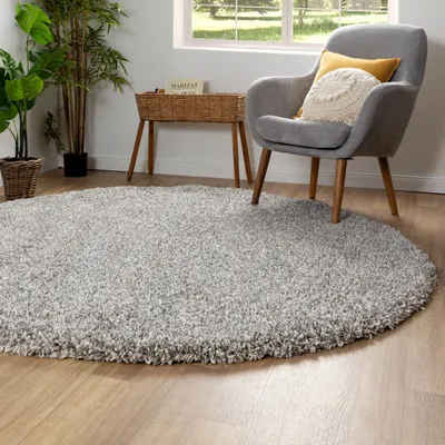 Produktbild von Ragolle Hochflor Teppich Twilight | Wohnzimmer | Beste Qualität | Elastischer Flor | Silber meliert 6699; Größe: Ø160 cm rund