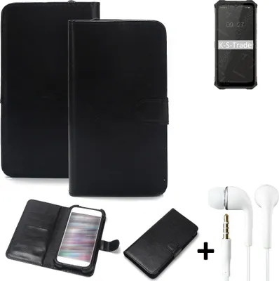 Produktbild von K-S-Trade Wallet Case Handyhülle kompatibel mit Oukitel WP13 Schutzhülle Flip cover Flipstyle Tasche Hülle Flipcover Slim Bumper schwarz + in ear
