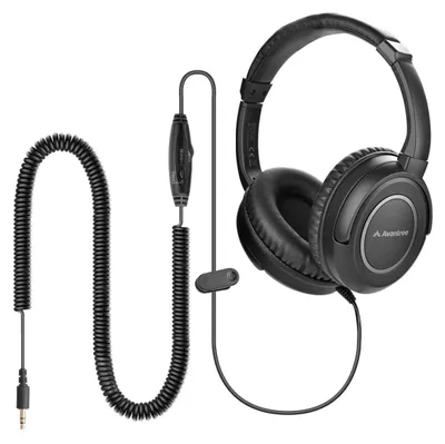 Produktbild von HF039 Kabelgebundene TV-Kopfhörer mit 5-m-Spiralkabel ERWEITERTE REICHWEITE