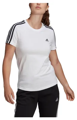 Produktbild von adidas LOUNGEWEAR ESSENTIALS SLIM 3-STREIFEN Damen T-Shirt weiß/schwarz weiß/schwarz L