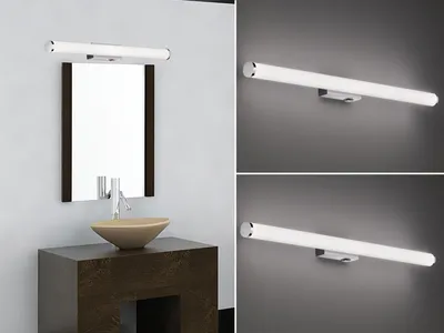 Produktbild von LED Badlampen Set Wand mit Schalter Chrom 80cm Gäste WC Spiegelleuchten seitlich