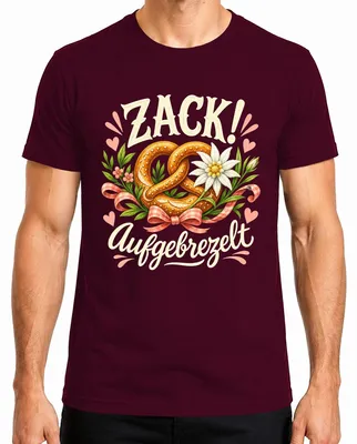 Produktbild von Zack! Aufgebrezelt   Wiesn Trachtenshirt Lederhose Herren T-Shirt, Burgundy, S