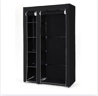 Produktbild von Famanu Faltkleiderschrank mit Kleiderstange - Schwarz, 110 x 175 x 45 cm