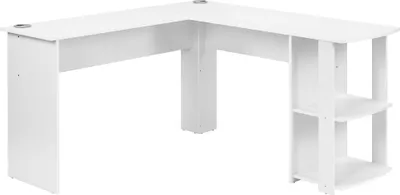 Immagine prodotto di Scrivania angolare Sweiko 140 CM scrivania per computer, scrivania angolare a L con 2 ripiani, H75/B140/L140 CM Bianco