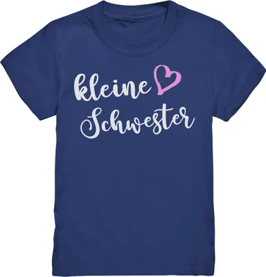 Produktbild von Kleine Schwester T-Shirt Herz Liebe Kleine Schwester Geschenk – Indigo / 134/146 (9-11)