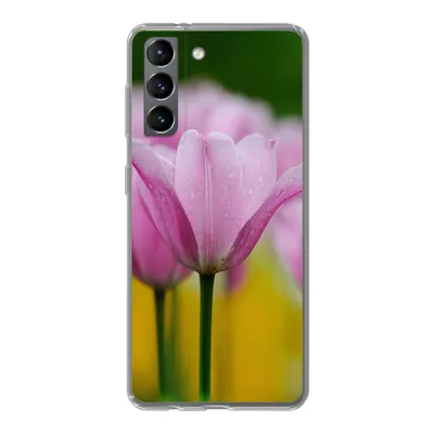 Produktbild von MuchoWow® Handyhülle Schutzhülle Hülle für Samsung Galaxy S21 Blumen - Tulpen - Rosa Silikon Softcase Handy Hülle - Softcase