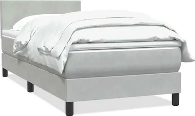 Produktbild von Boxspringbett mit Matratze Hellgrau 80x220 cm Samt