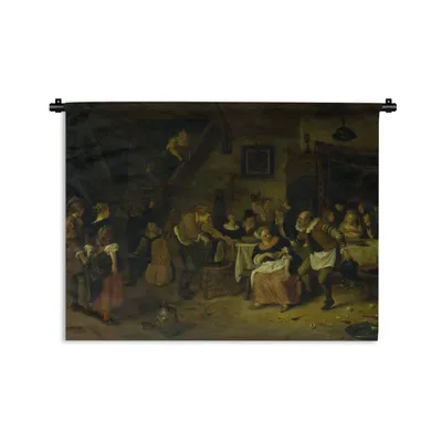 Produktbild von MuchoWow® Wandteppich Wandbehang Die Bauernhochzeit - Jan Steen 150x112 cm Tapisserie Dekoration Wandtuch - Wanddecke - Wandteppiche