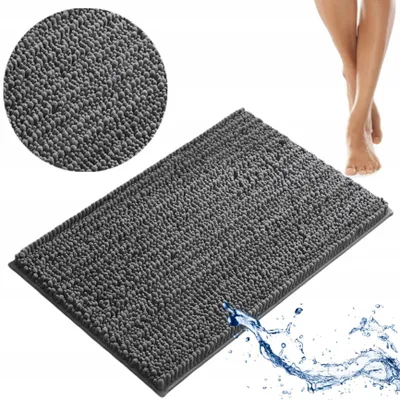 Obrázek produktu pro Žinylková koupelnová předložka 40x60 CM Protiskluzová superabsorpční šedá