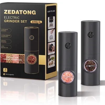 Salz- und Pfeffermühlen-Set, 2 Stück, schwarz, batteriebetrieben