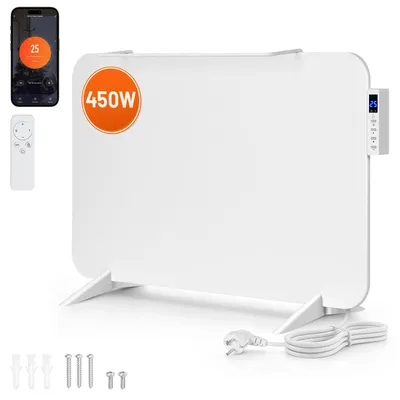 Produktbild von Ikodm Infrarotheizung 450W Weiß, Heizpaneel Badheizung WLAN App Thermostat Fernbedienung mit Handtuchhalter