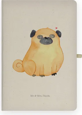 Produktbild von Mr. & Mrs. Panda notizbuch Mops - Transparent - Geschenk, Hund, Knuffig, Hundemama, Skizzenbuch, Kladde, Tagebuch, Journal, a4, Sprüche, Liebe