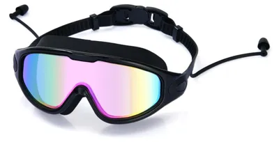 Immagine prodotto di INF Occhialini da Nuoto Antiappannamento a Vista Ampia con Custodia - Guarnizione in Silicone, Protezione UV, Cinturino Regolabile Nero + rosa
