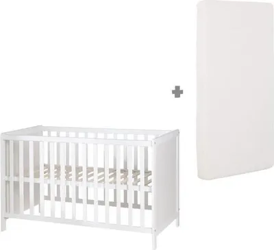Produktbild von Babybett, Beistellbett 2-in-1, 60 x 130 cm, ROBA, Weiß, Höhenverstellbar, Umbaubar zum Kinderbett