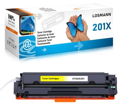 Imagen del producto de Toner compatible LOSMANN, modelo 1x, para HP CF402X 201X CF402A 201A, compatible con las series HP Color LaserJet Pro M252dn, M252dw, M252n, M270, M274dn, M274n, MFP M270, MFP M277c6, MFP M277dw, MFP M277n. Color: Amarillo. Rendimiento: 2.300 páginas