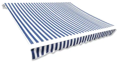 Produktbild von Markisenstoff Ersatzbespannung Wasserabweisend Sonnenschutz Blau & Weiß 6x3 m