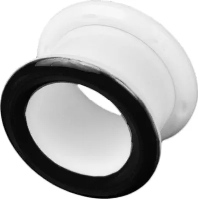 Produktbild von viva-adorno 1 Stück 4mm Flesh Tunnel Acryl Ohrpiercing Weiß zum Schrauben farbiger Ring zweifarbig Größe 3 - 14mm Z428ws, schwarz
