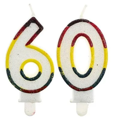 Produktbild von Party Deco Zahlen Kerzen für 60. Geburtstag Glitzer