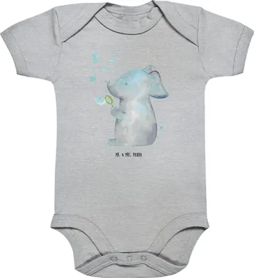 Produktbild von Mr. & Mrs. Panda Babybody Elefant Seifenblasen 12. - 18. Monat - Heather Grey - Geschenk, Liebe, Kurzarmbody, Einteiler, Liebesspruch, Elefanten, babykleidung body