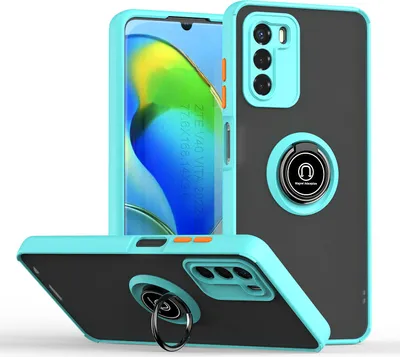 Image de Étui pour ZTE Blade V40 Vita étui TPU translucide mat avec support d'anneau et stand Bleu