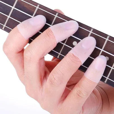 Produktbild von Silicone Fingerguards 4 Stück, Für Gitarre Ukulele Bass, 0,8 mm Dick