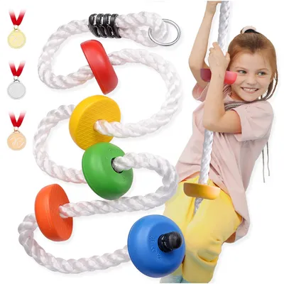 Imagen del producto de Escalera de cuerda con cinco peldaños de colores, de 2 metros de longitud