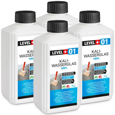 Produktbild von Kaliwasserglas 4L Pur Betonversiegelung Holzschutz Imprägnierung Grundierung Verfestung Unverdünnt Level+ RM01