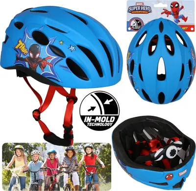 Produktbild von MARVEL Spider-Man Blau Kinderfahrradhelm IN-MOLD, Jungen, verstellbar 52-56cm
