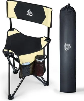 Produktbild von Famanu Klappstuhl mit Rückenlehne - Tragbar, leicht, 3 Beine, für Camping und Freizeit