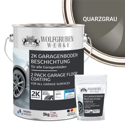 Produktbild von 2K Garagenbodenbeschichtung Garagenfarbe Garagenbodenfarbe Epoxidharz Bodenbeschichtung für Garage Werkstatt Keller - Quarzgrau l 5kg