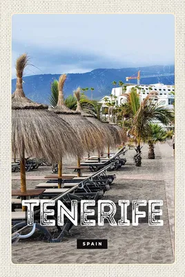 Produktbild von vianmo Holzschild 18x12 cm Tenerife SpainStrand Palmen Bildmotiv Reisemotiv Abenteuer Reisen