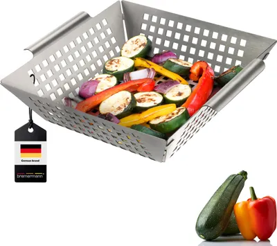 Immagine prodotto di bremermann cestino per griglia 25 x 21 x 6,5 cm padella per grigliare in acciaio inox piastra per grigliare